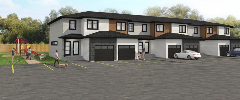 Rendering of new townhouse rental units.