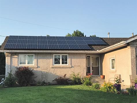 Solar panels on the roof of the Wiebe home in Niverville