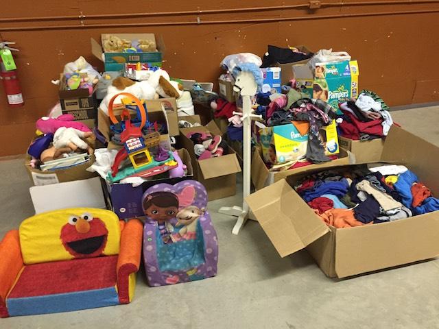 Donations arrive and are sorted at Maranatha Church