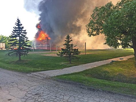 An early June fire blazes at the Providence campus