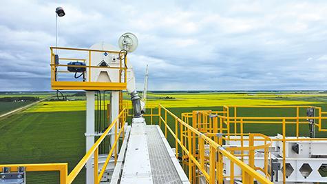 Wireless technology mounted to the top of a local feed mill
