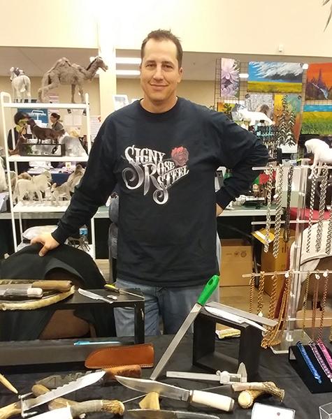 Jon Bardal showing off his wares