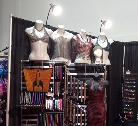 Gilroyed's chainmail products at a trade show display