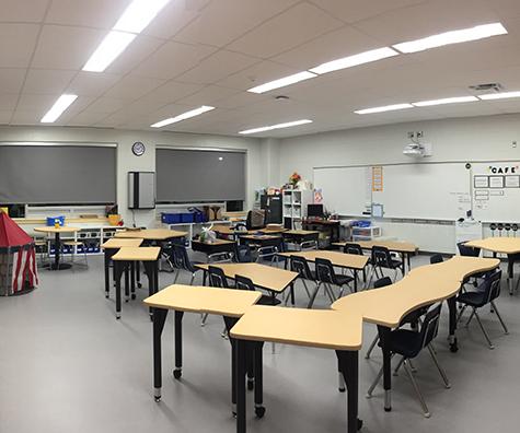 A classroom in the new addition