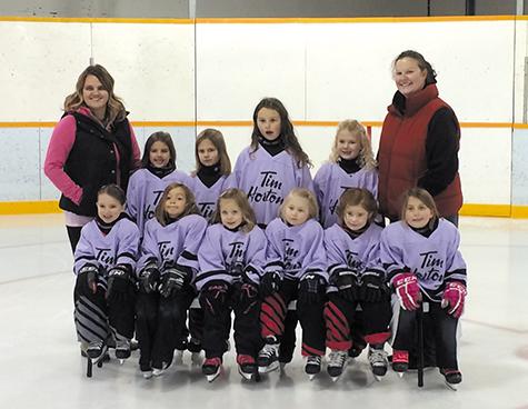 Back row (l-r): Cindy Plessis, Jaycee Plessis, Amy Hart, Allegra Bergen, Natalie Harder, Leanne Harder (coach). Front row (l-r): Riley Wasilinchuk, Brystol Loeppky, Layne Wallace, Elliot Funk, Jillian Nurse, Abbey De Rocquigny