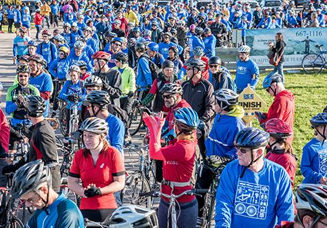 Cyclists gather for the 2015 ride