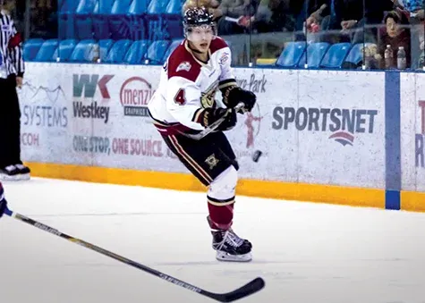 Tyler Anderson on the ice for the West Kelowna Warriors