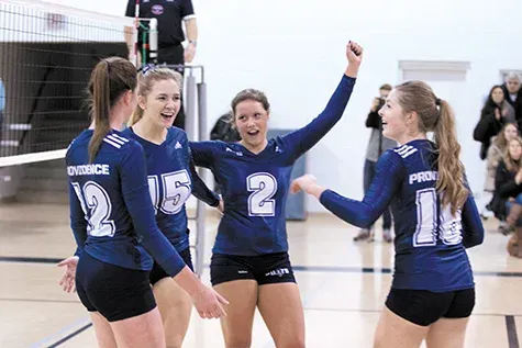 Women's volleyball team in action