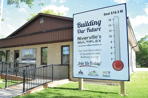 Fundraising thermometer for the Niverville Multiplex