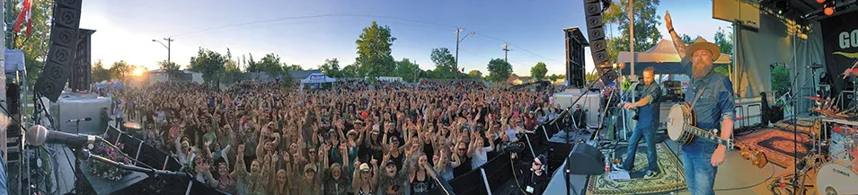 The Washboard Union play to a large crowd on Niverville's Main Street