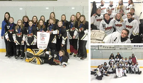 The gold medal finalists from the U12 team, The Red River Rage U14 team, The golf medal finalists from the U10 team